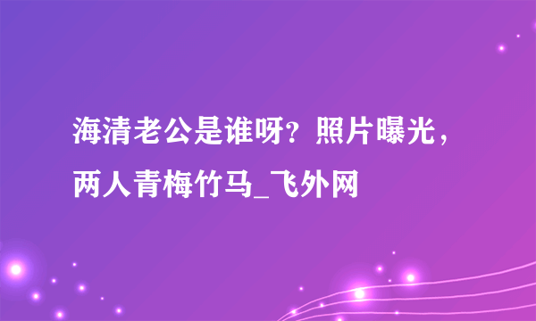 海清老公是谁呀？照片曝光，两人青梅竹马_飞外网