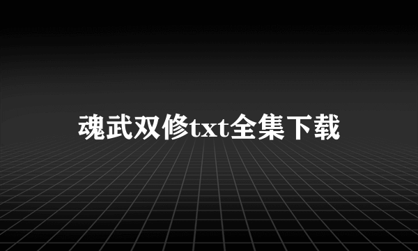 魂武双修txt全集下载