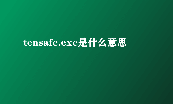 tensafe.exe是什么意思