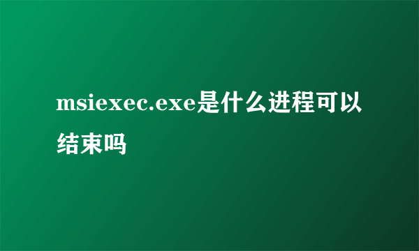 msiexec.exe是什么进程可以结束吗