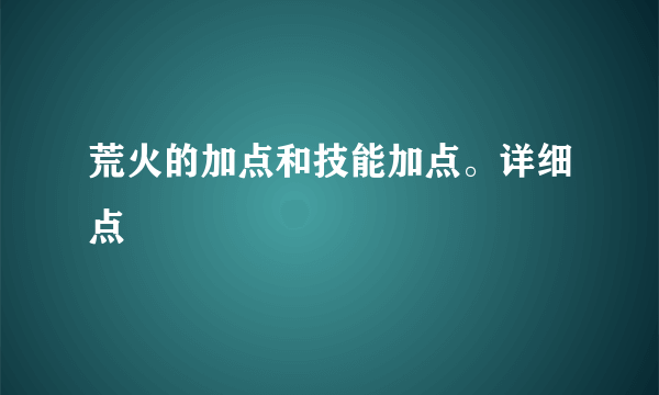 荒火的加点和技能加点。详细点