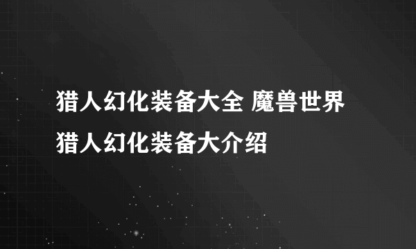 猎人幻化装备大全 魔兽世界猎人幻化装备大介绍