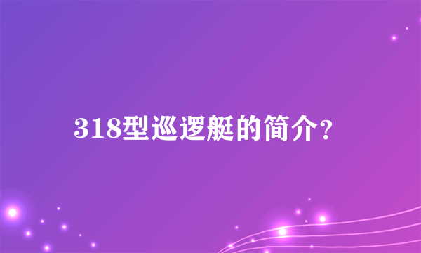 318型巡逻艇的简介？