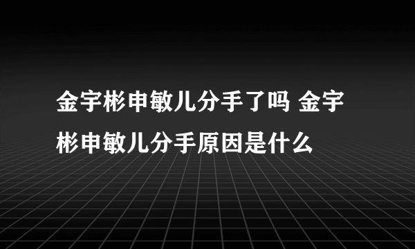 金宇彬申敏儿分手了吗 金宇彬申敏儿分手原因是什么