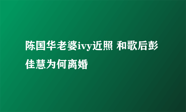 陈国华老婆ivy近照 和歌后彭佳慧为何离婚