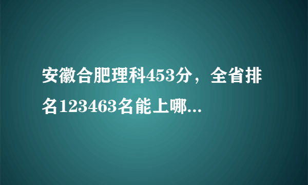 安徽合肥理科453分，全省排名123463名能上哪些二本公立学院？