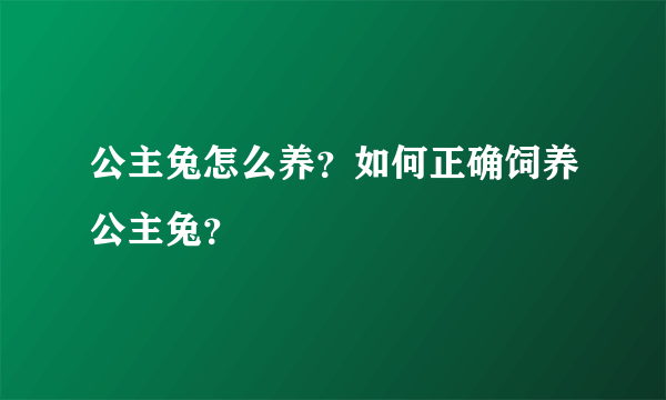 公主兔怎么养？如何正确饲养公主兔？