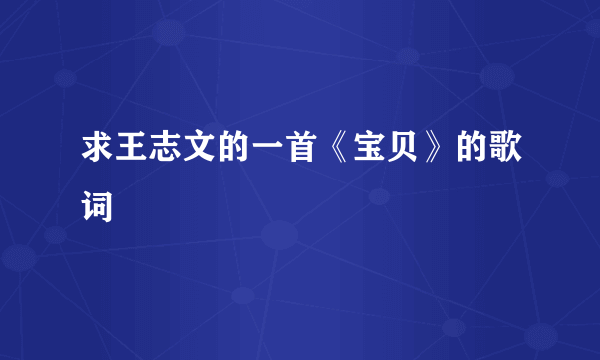 求王志文的一首《宝贝》的歌词