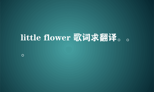 little flower 歌词求翻译。。。