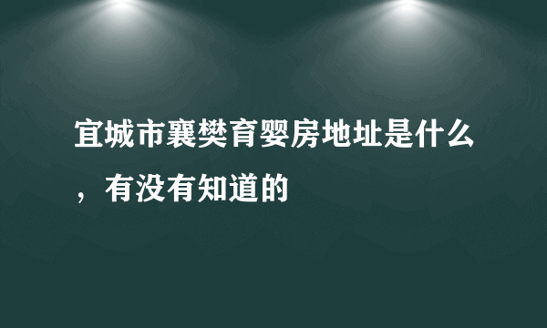 宜城市襄樊育婴房地址是什么，有没有知道的