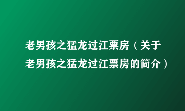 老男孩之猛龙过江票房（关于老男孩之猛龙过江票房的简介）