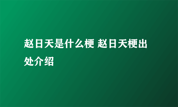 赵日天是什么梗 赵日天梗出处介绍