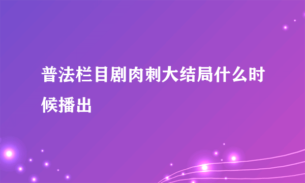 普法栏目剧肉刺大结局什么时候播出