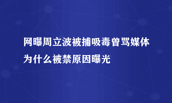 网曝周立波被捕吸毒曾骂媒体为什么被禁原因曝光