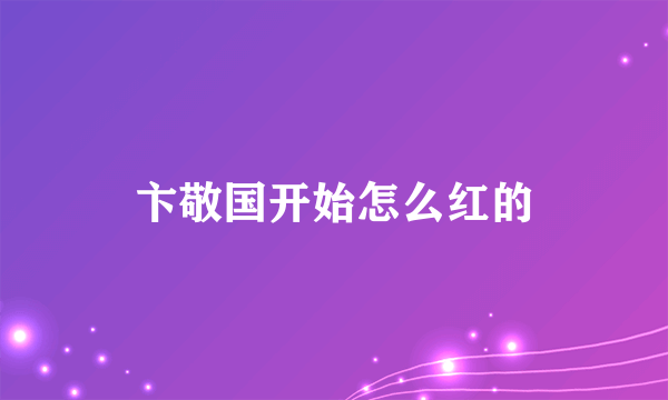 卞敬国开始怎么红的