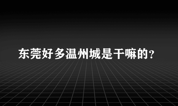 东莞好多温州城是干嘛的？