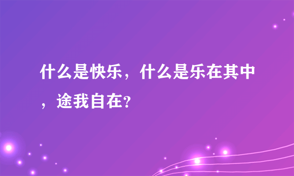 什么是快乐，什么是乐在其中，途我自在？