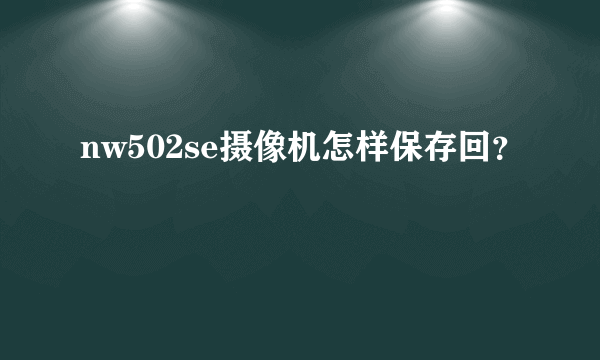 nw502se摄像机怎样保存回？