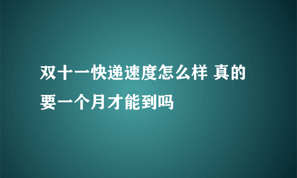 双十一快递速度怎么样 真的要一个月才能到吗