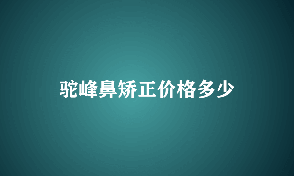 驼峰鼻矫正价格多少