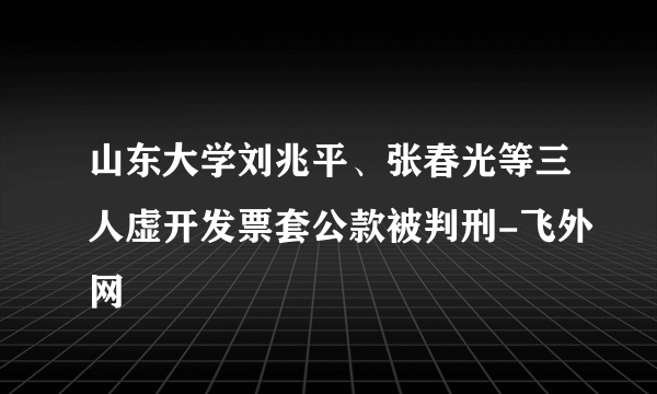 山东大学刘兆平、张春光等三人虚开发票套公款被判刑-飞外网