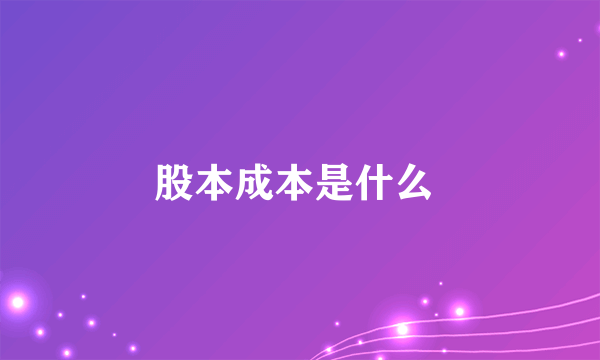 股本成本是什么 