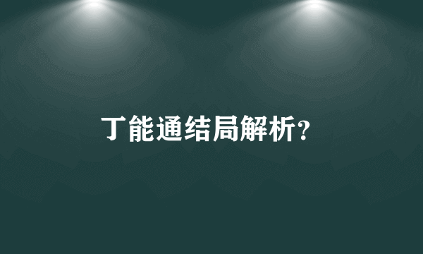 丁能通结局解析？