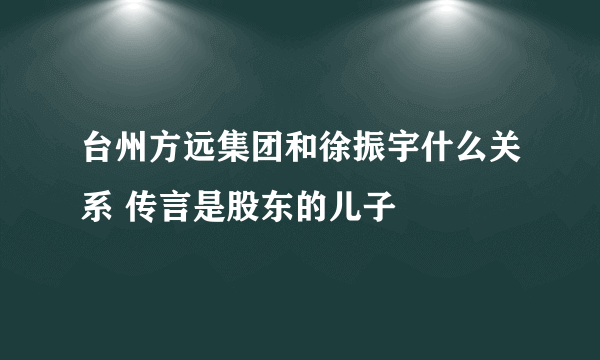 台州方远集团和徐振宇什么关系 传言是股东的儿子