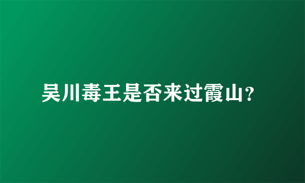 吴川毒王是否来过霞山？