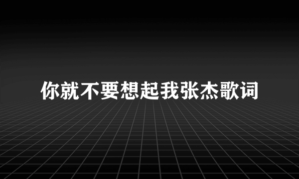 你就不要想起我张杰歌词