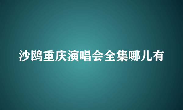 沙鸥重庆演唱会全集哪儿有