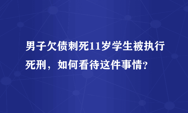 男子欠债刺死11岁学生被执行死刑，如何看待这件事情？