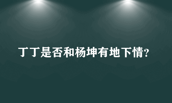 丁丁是否和杨坤有地下情？