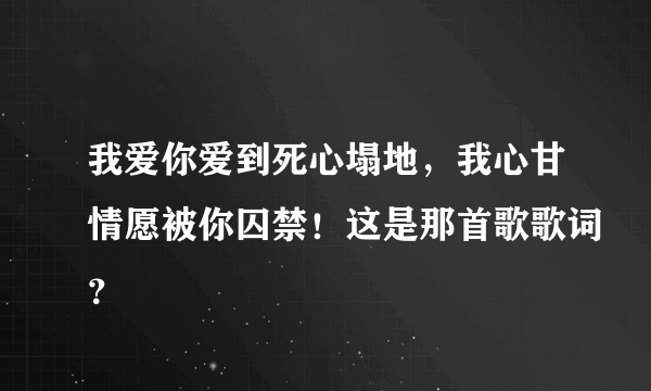 我爱你爱到死心塌地，我心甘情愿被你囚禁！这是那首歌歌词？