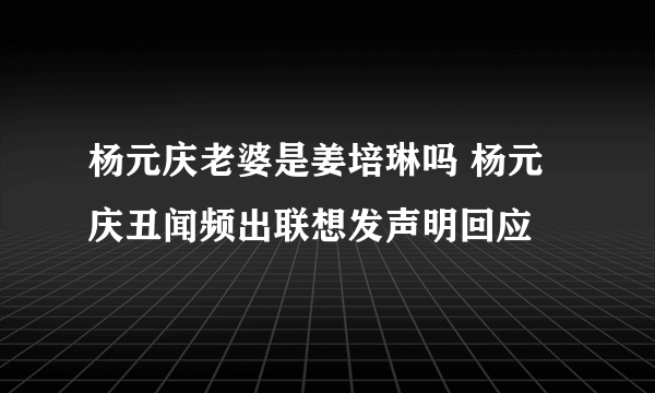 杨元庆老婆是姜培琳吗 杨元庆丑闻频出联想发声明回应