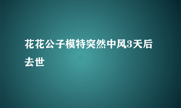 花花公子模特突然中风3天后去世