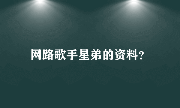 网路歌手星弟的资料？