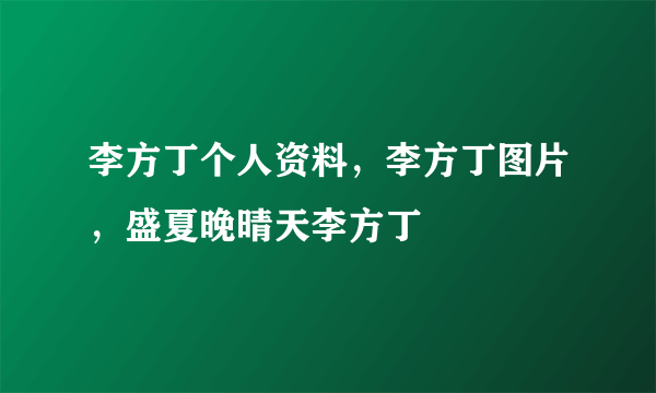 李方丁个人资料，李方丁图片，盛夏晚晴天李方丁