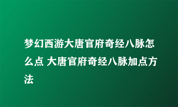 梦幻西游大唐官府奇经八脉怎么点 大唐官府奇经八脉加点方法