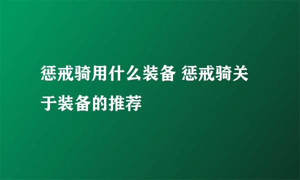 惩戒骑用什么装备 惩戒骑关于装备的推荐