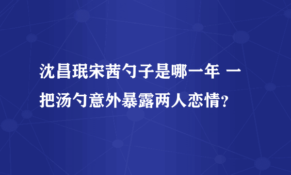 沈昌珉宋茜勺子是哪一年 一把汤勺意外暴露两人恋情？