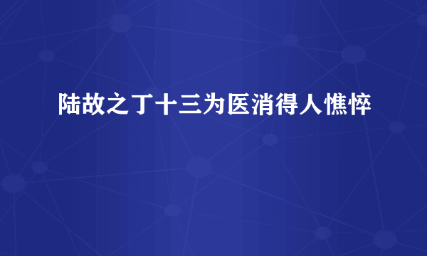 陆故之丁十三为医消得人憔悴