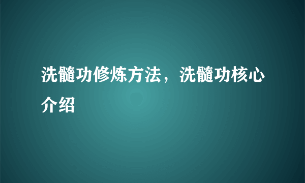 洗髓功修炼方法，洗髓功核心介绍