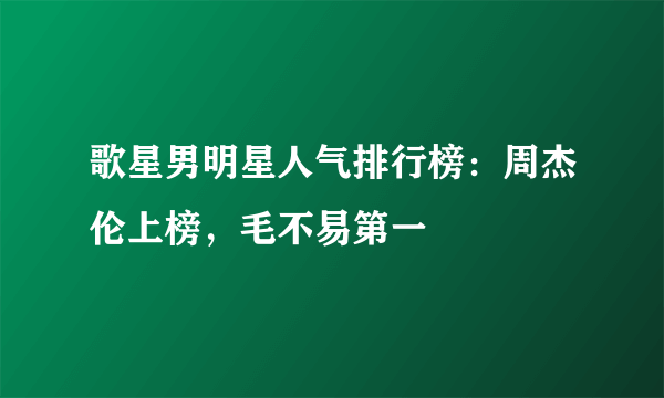 歌星男明星人气排行榜：周杰伦上榜，毛不易第一