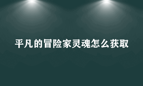 平凡的冒险家灵魂怎么获取