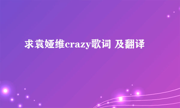 求袁娅维crazy歌词 及翻译