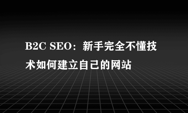 B2C SEO：新手完全不懂技术如何建立自己的网站