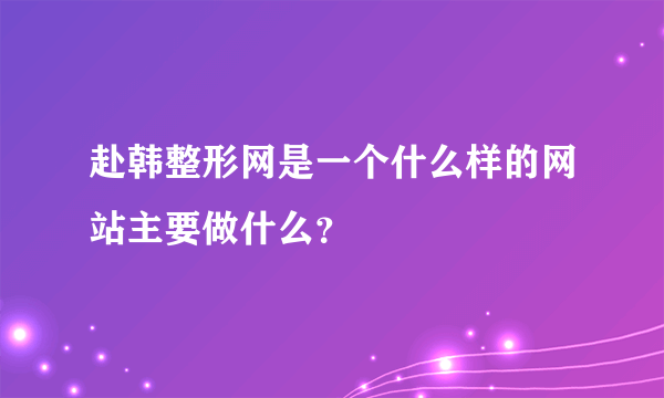 赴韩整形网是一个什么样的网站主要做什么？