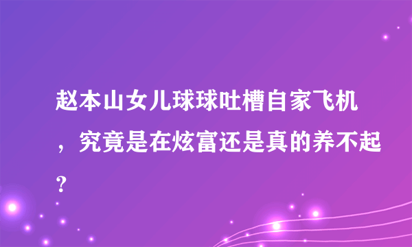 赵本山女儿球球吐槽自家飞机，究竟是在炫富还是真的养不起？