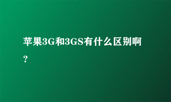 苹果3G和3GS有什么区别啊？